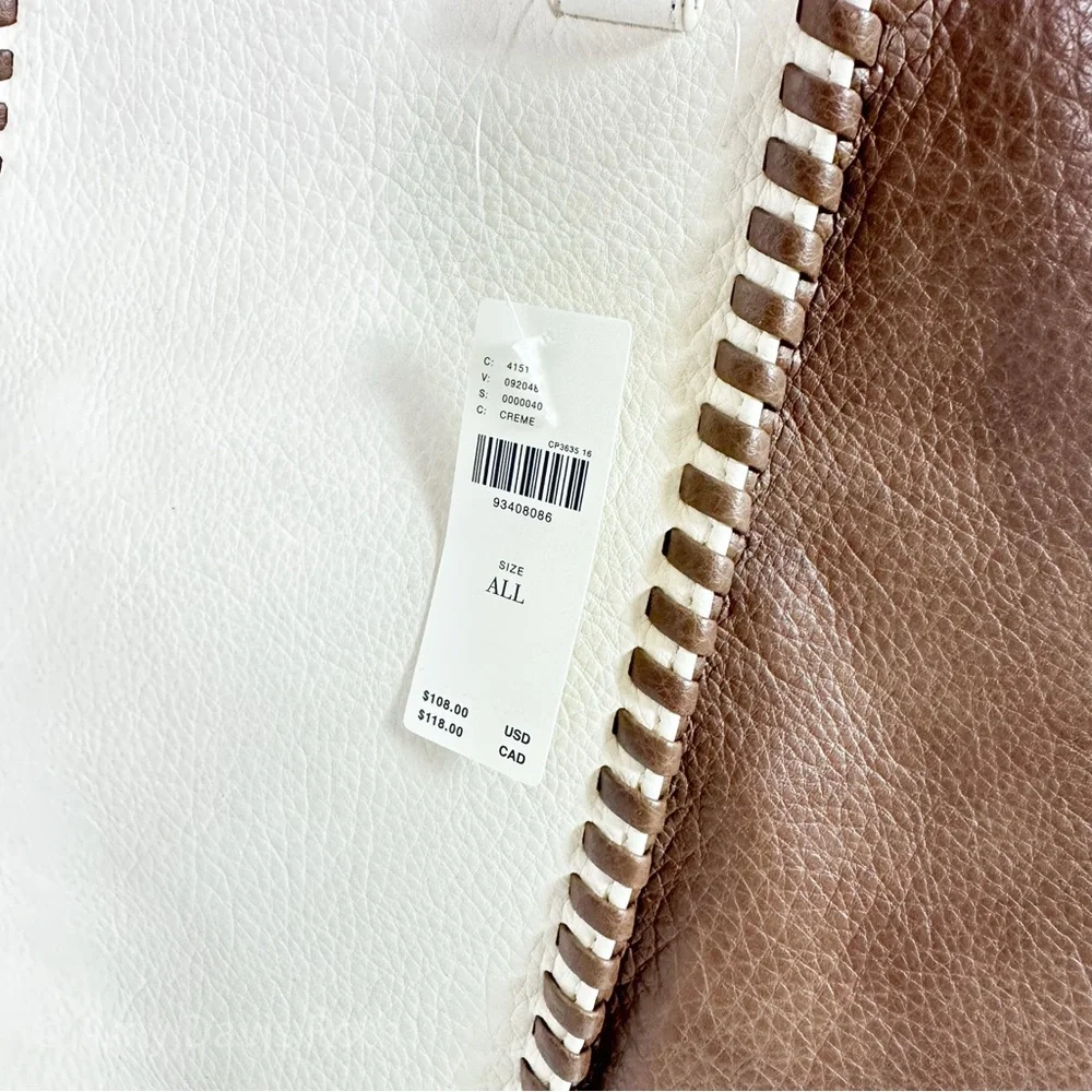 Anthropologie Two Tone Satchel in Cream NWT